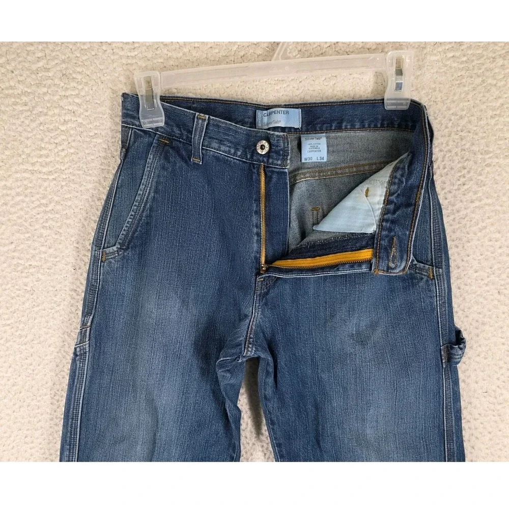 Levis SilverTab Carpenter Jeans Mens 30 Blue Denim Loose Distressed Destroyed